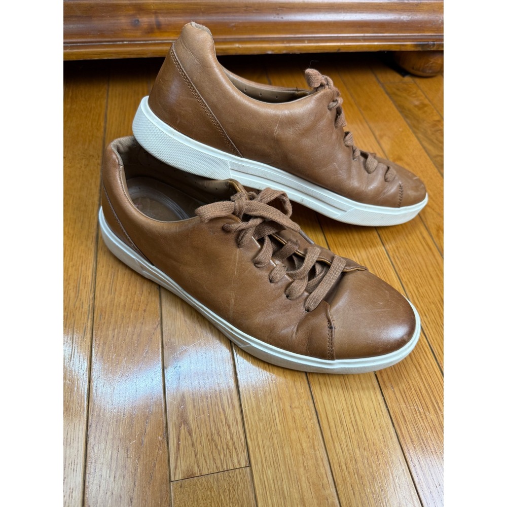 Clarks Unstructured Mens Tan Leather Low Top Sneakers 10 M 261409507 Brown